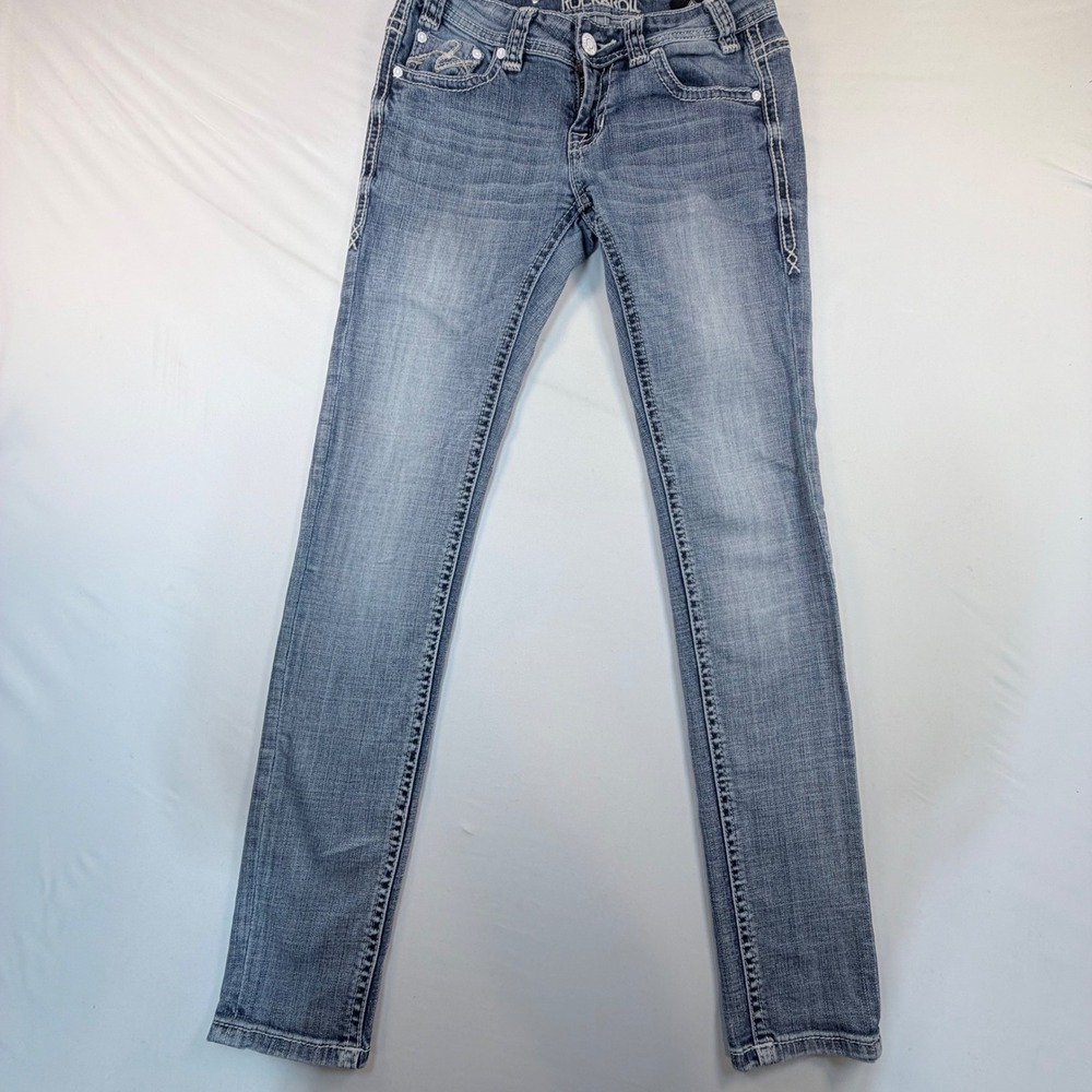 Rock & Roll Cowgirl Jeans Women's 28x31.5 Skinny Low Rise Embroidered Western